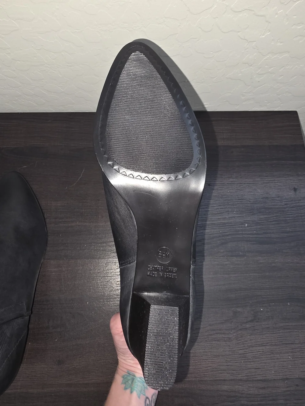 VINTAGE Hunt Club Black Folded-Collar Leather Ankle Booties